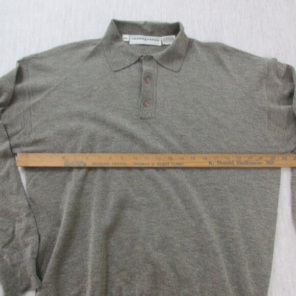 Jhane Barnes Polo Shirt Mens Medium Gray Wool Blend Golf Performance Long Sleeve - Picture 5 of 8
